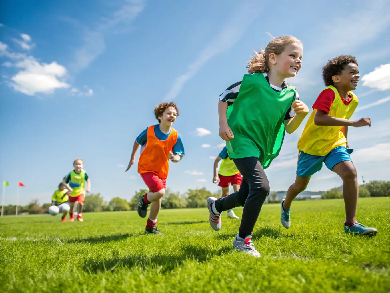 An image of children playing team sports in a local park, showcasing the association's commitment to youth engagement and community building.